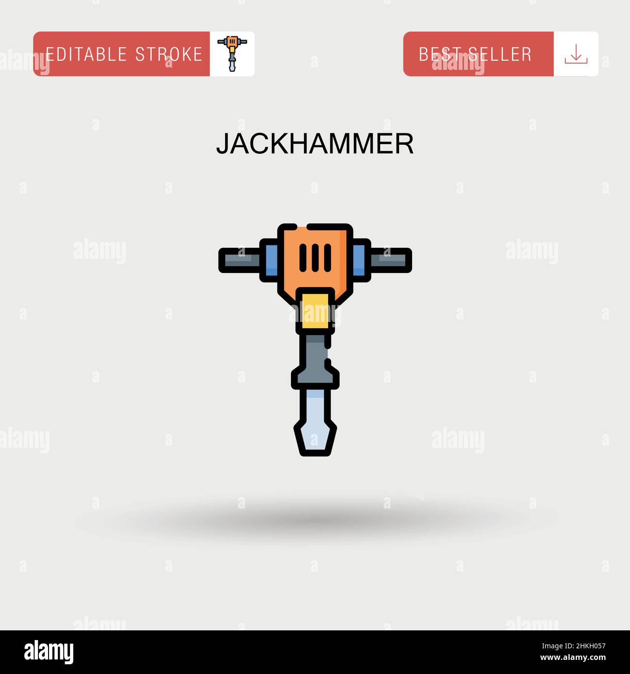 Jackhammer Simple vector icon. Stock Vector