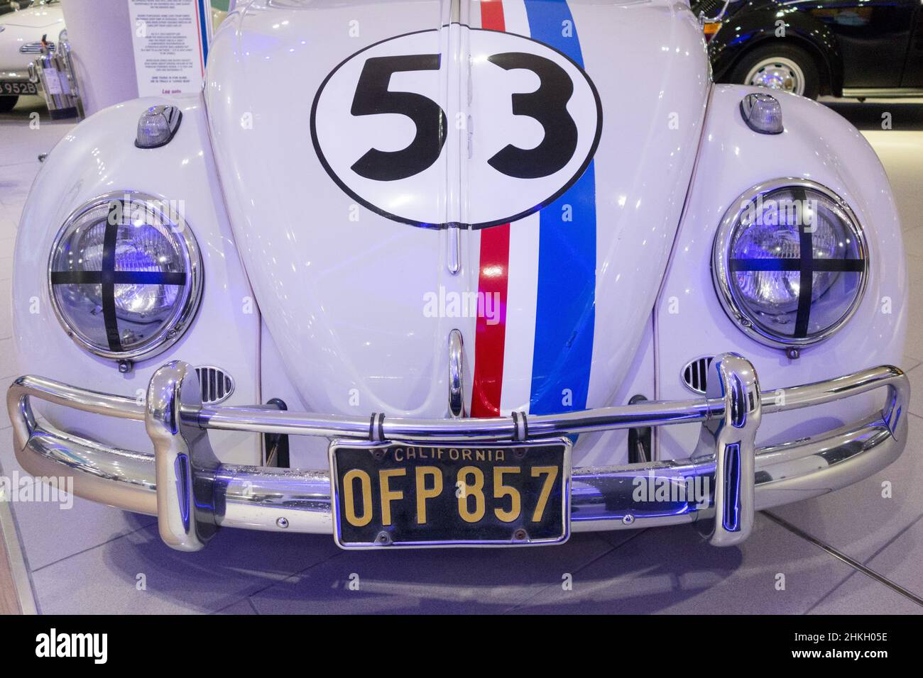 Herbie The Love Bug OFP 857 license plate and car as seen on the 1963