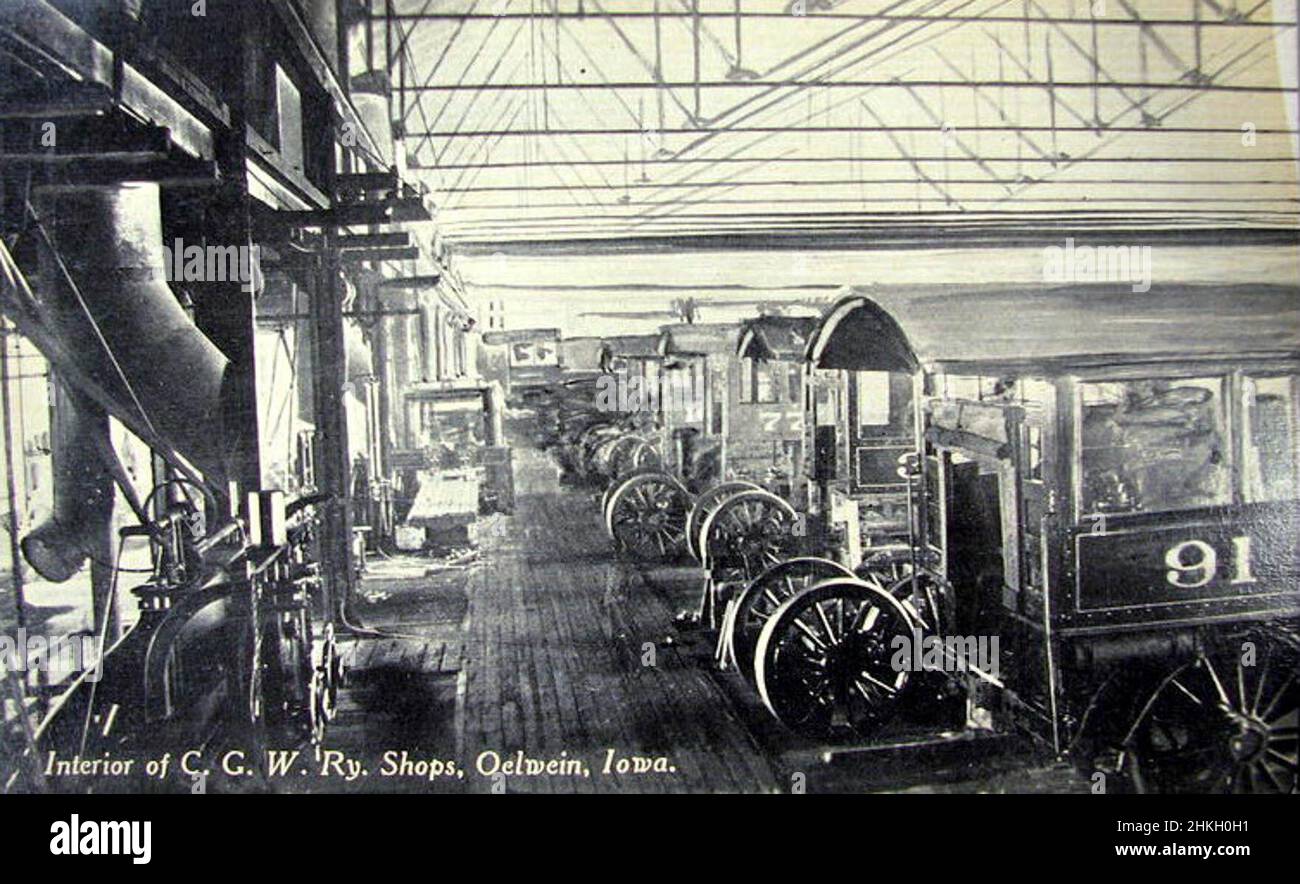 CGW locomotive shop in the early 1900s Stock Photo