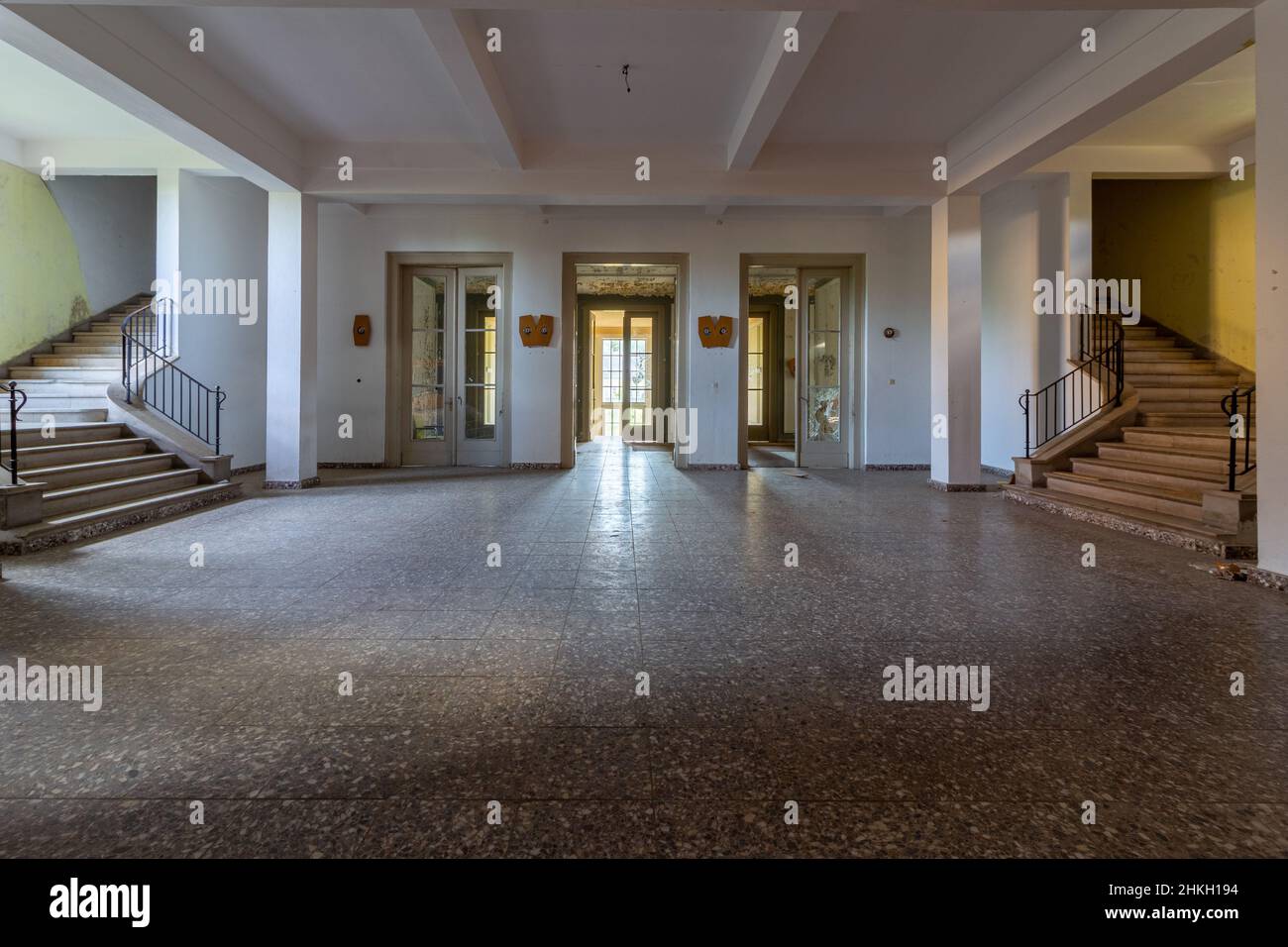 Entrance hall of the former NAPOLA in Ballenstedt Stock Photo