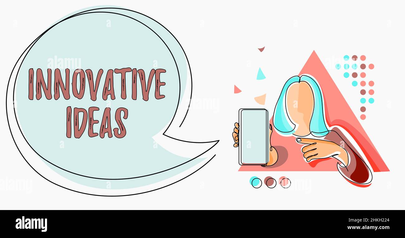 Hand writing sign Innovative Ideas. Business concept application of ...