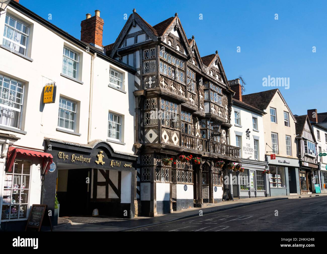 The Feathers Hotel in Ludlow, Shropshire. Stock Photo