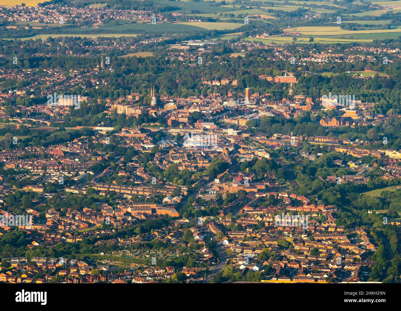 Aerial view of the town of Shrewsbury, Shropshire. Stock Photo