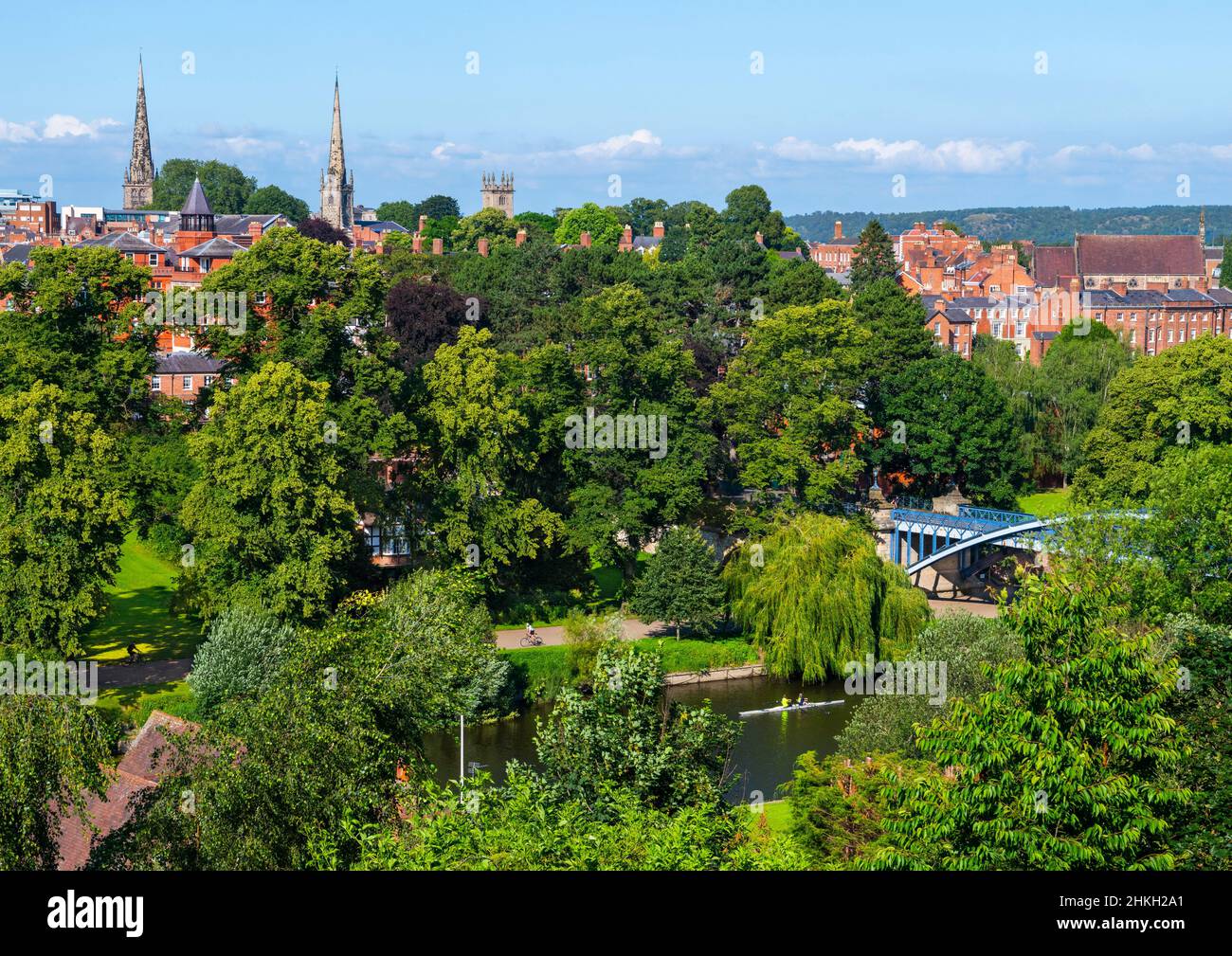 Looking down on the Quarry and the River Severn in Shrewsbury, Shropshire. Stock Photo