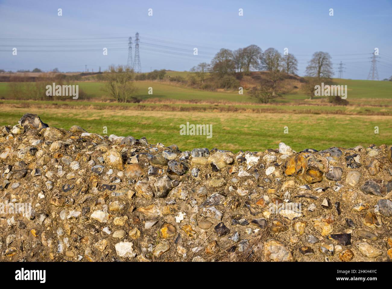 The remains of the Roman defensive town wall at Venta Icenorum, Norfolk, England Stock Photo