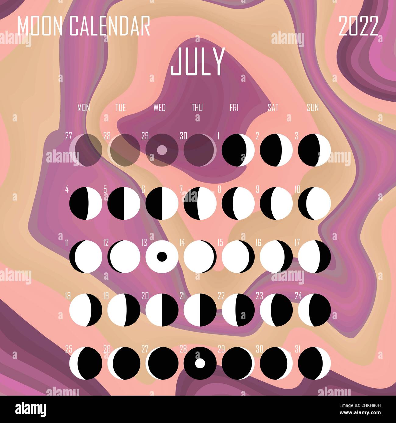 Moon Calendar July 2022 July 2022 Moon Calendar. Astrological Calendar Design. Planner. Place For  Stickers. Month Cycle Planner Mockup. Isolated Black And White Background  Stock Vector Image & Art - Alamy