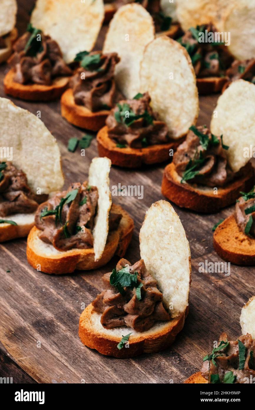 Buffet Pate on toast Stock Photo Alamy