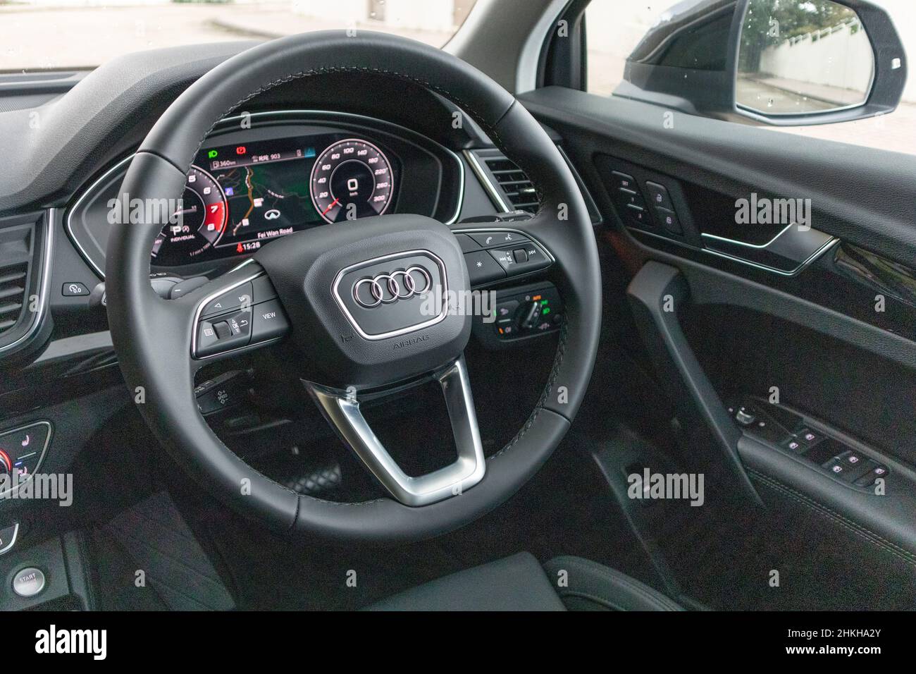 Hong Kong, China July 28, 2021 : Audi Q5 Sportback Interior July 28 2021 in Hong Kong. Stock Photo