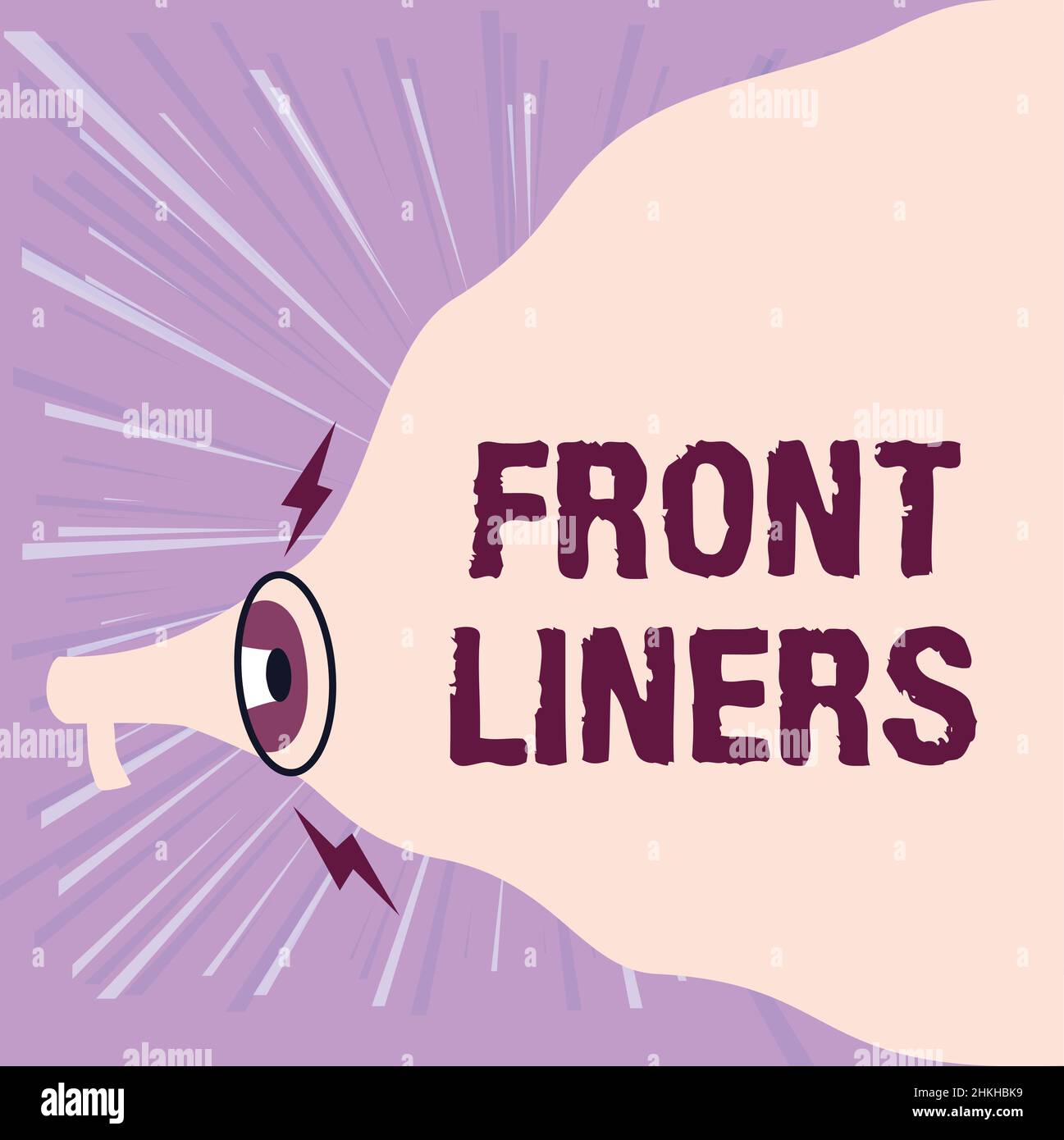 Text caption presenting Frontliners. Concept meaning most important or