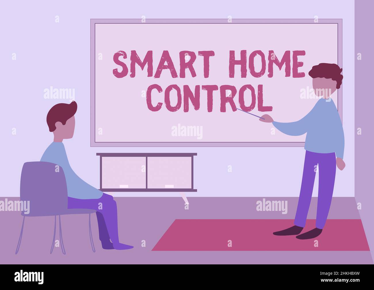 Conceptual display Smart Home Control. Word Written on provides owners security comfort and energy efficiency Teacher And Student Drawing Having Class Stock Photo