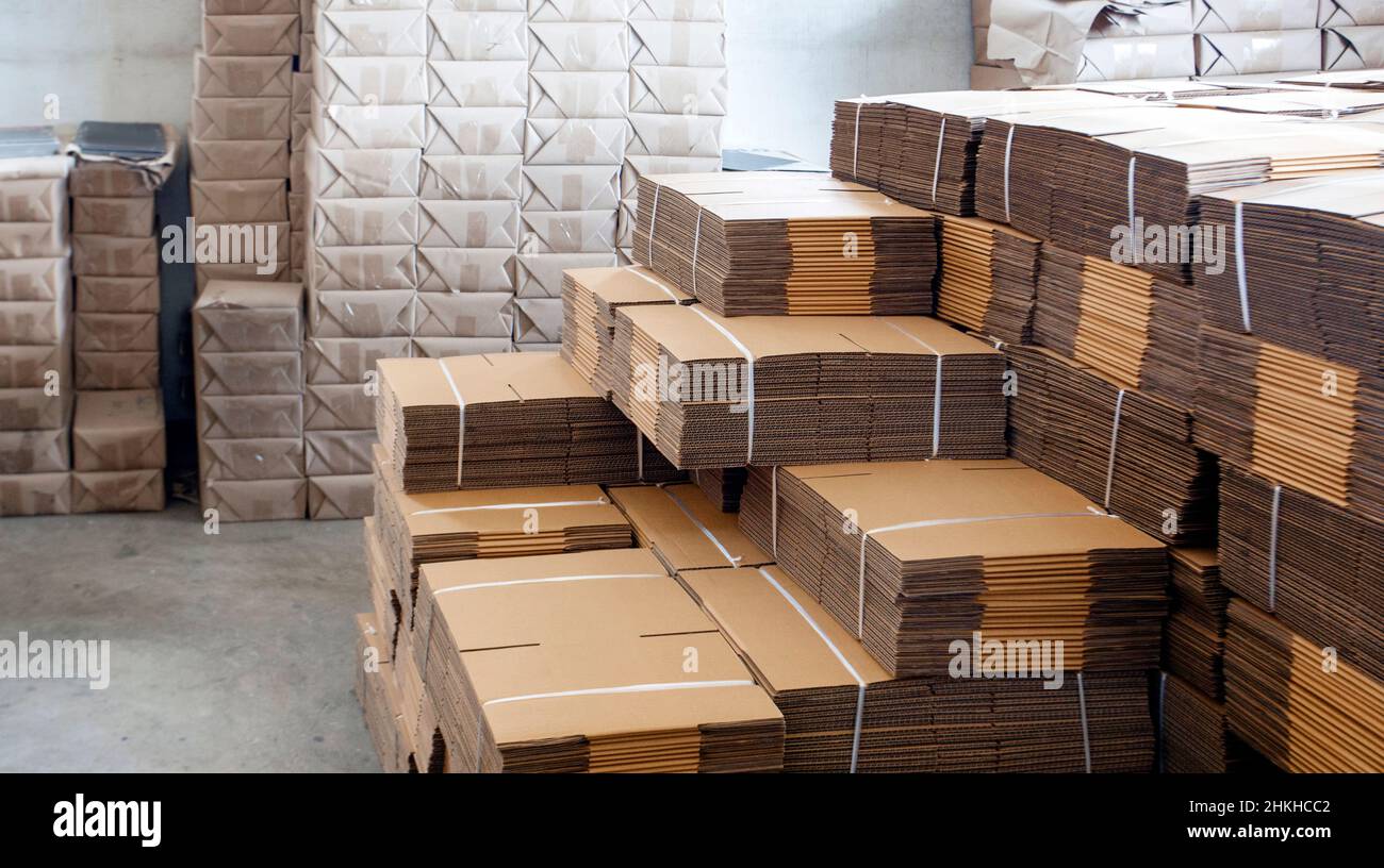 paper box packaging texture in logistic industry background Stock Photo