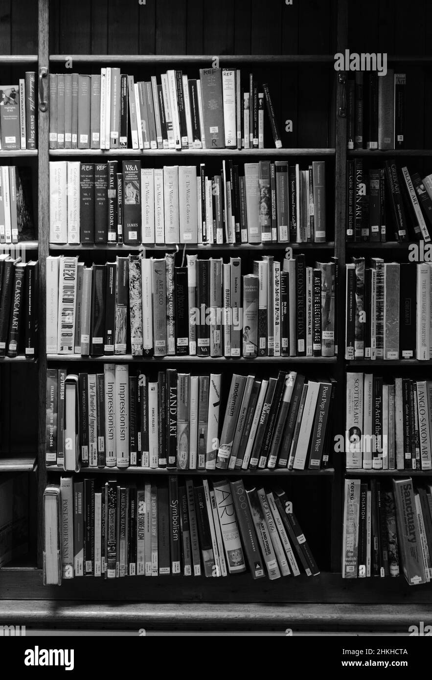 Bookshelves in the Westminster Reference Library (BW) Stock Photo