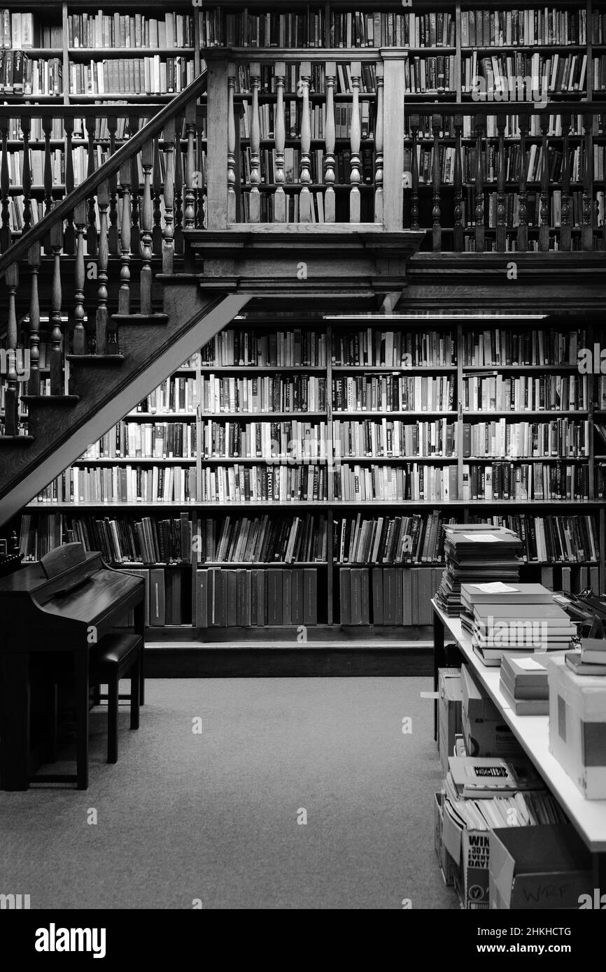 Stairs in the Westminster Reference Library (BW) Stock Photo