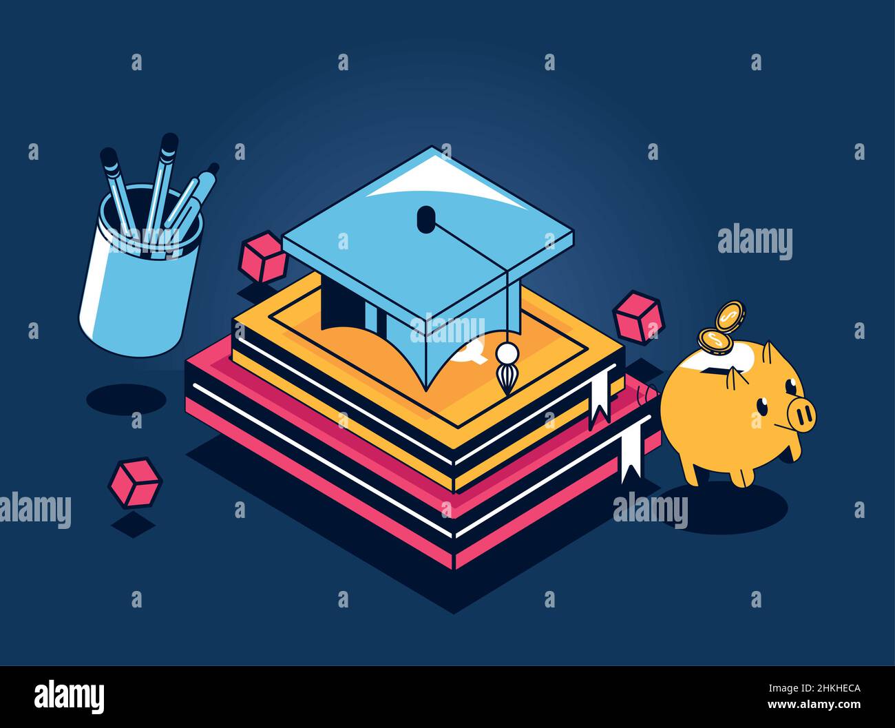 education loans with piggy Stock Vector