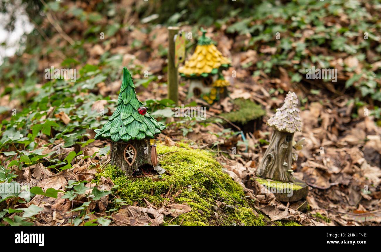 Houses for fairies and gnomes, a colorful town for fairy