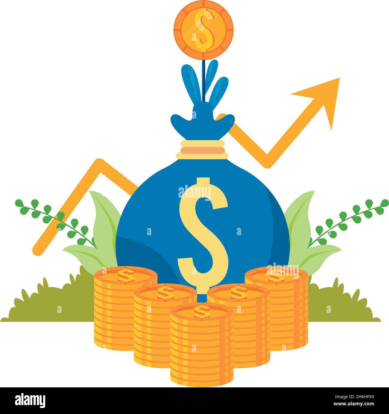 coins and money bag Stock Vector Image & Art - Alamy