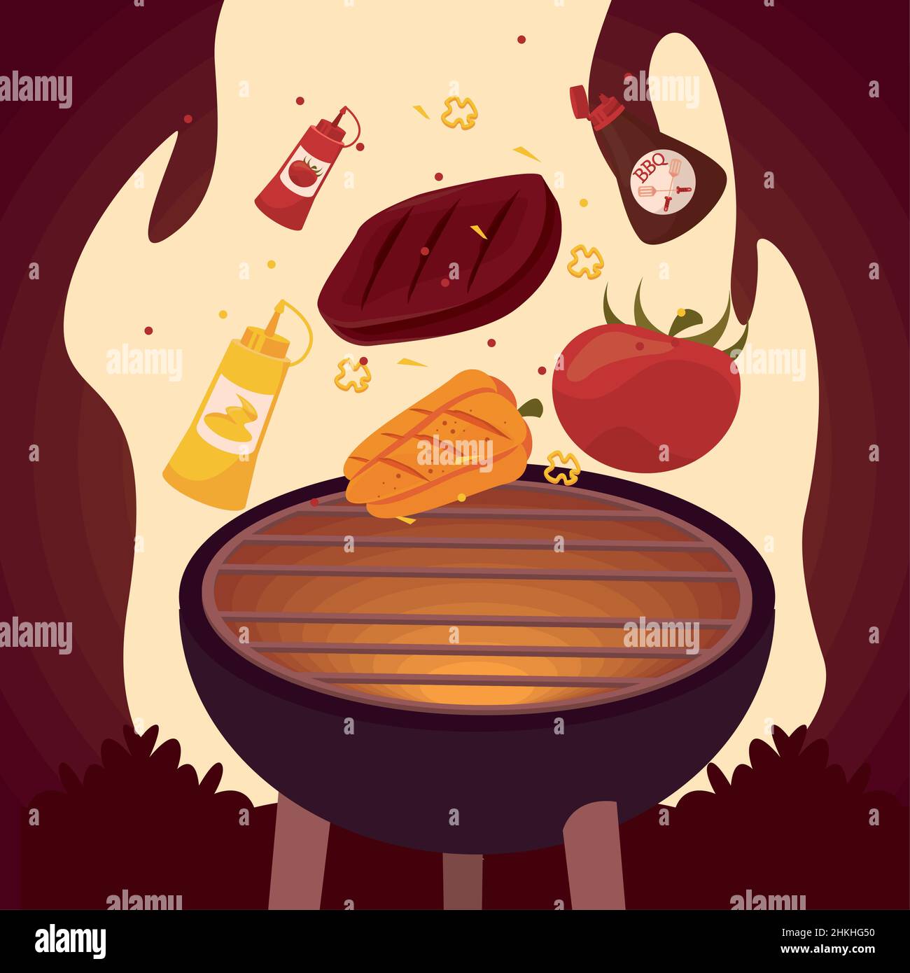 bbq poster with grill Stock Vector Image & Art - Alamy