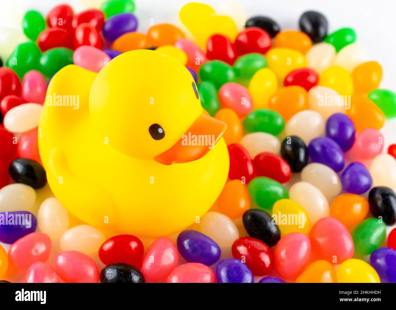 Rubber duck surrounded by assorted jelly beans Stock Photo Alamy