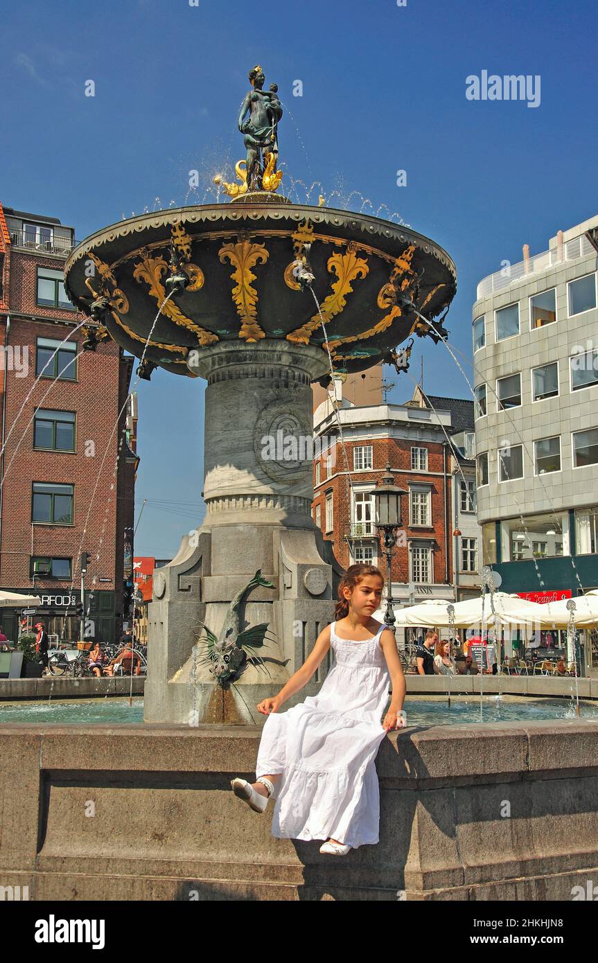 The Caritas Fountain, Old Square, Copenhagen (Kobenhavn), Kingdom of Denmark Stock Photo