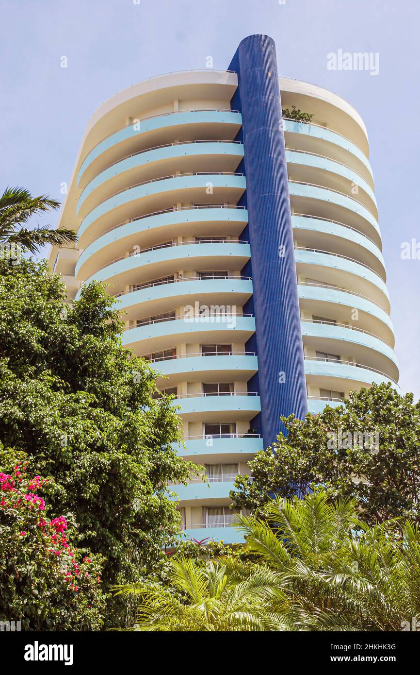 Miami Beach Florida,Collins Avenue,high rise condominium condominiums condo condos residential building balconies wrap-around Stock Photo