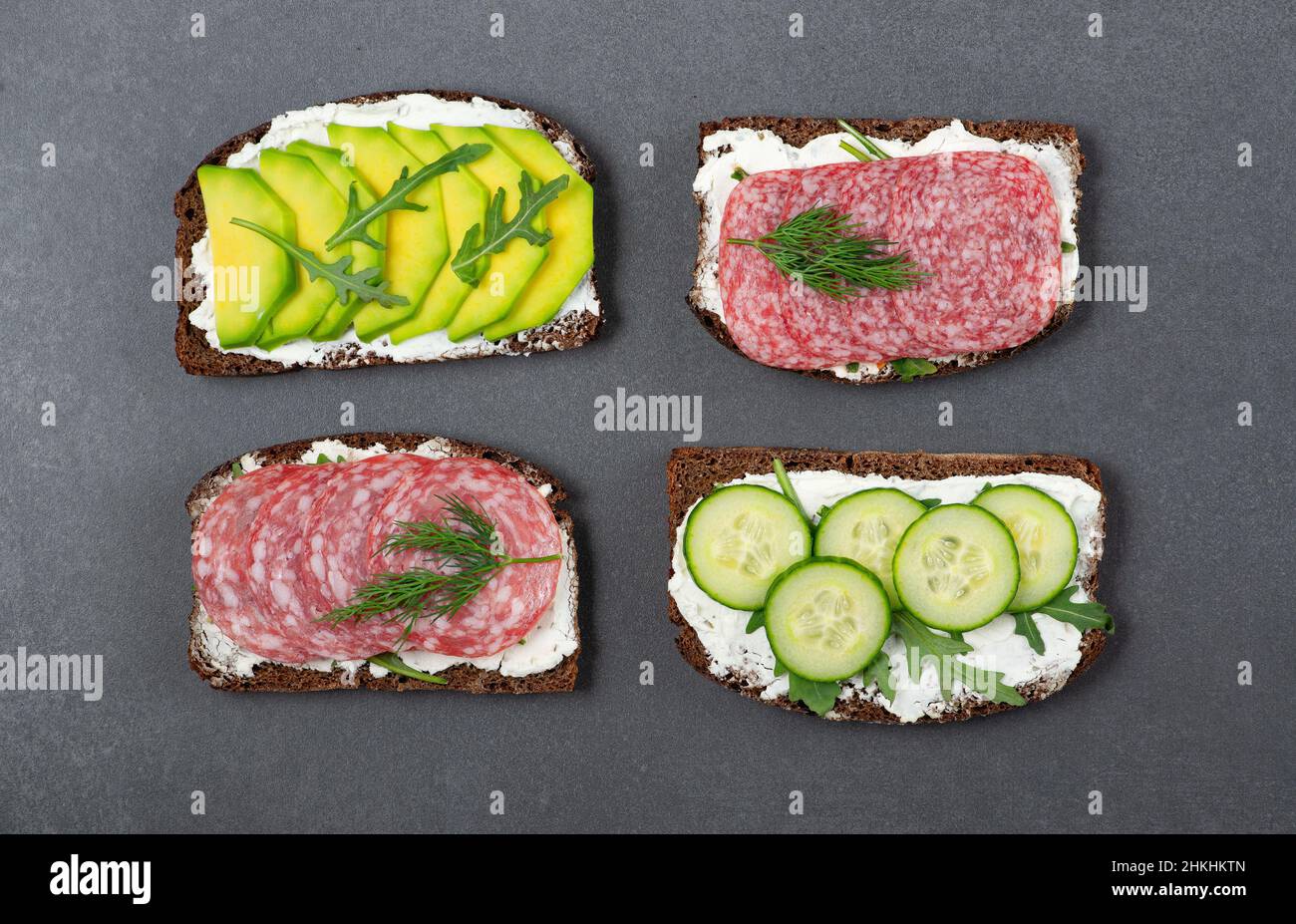 Healthy sandwiches with white cottage cheese Stock Photo Alamy