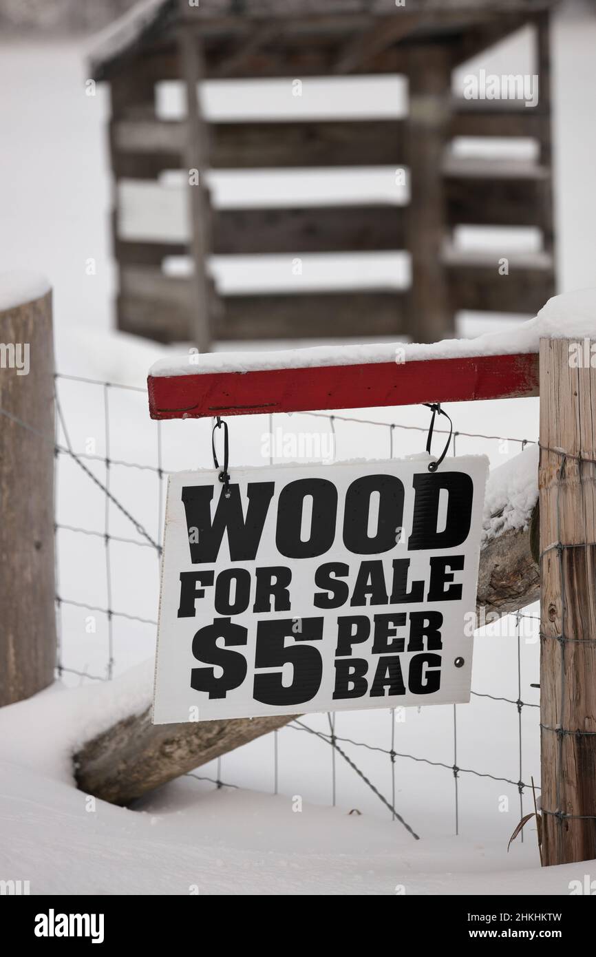 A Firewood for Sale Sign in a rural setting Stock Photo Alamy