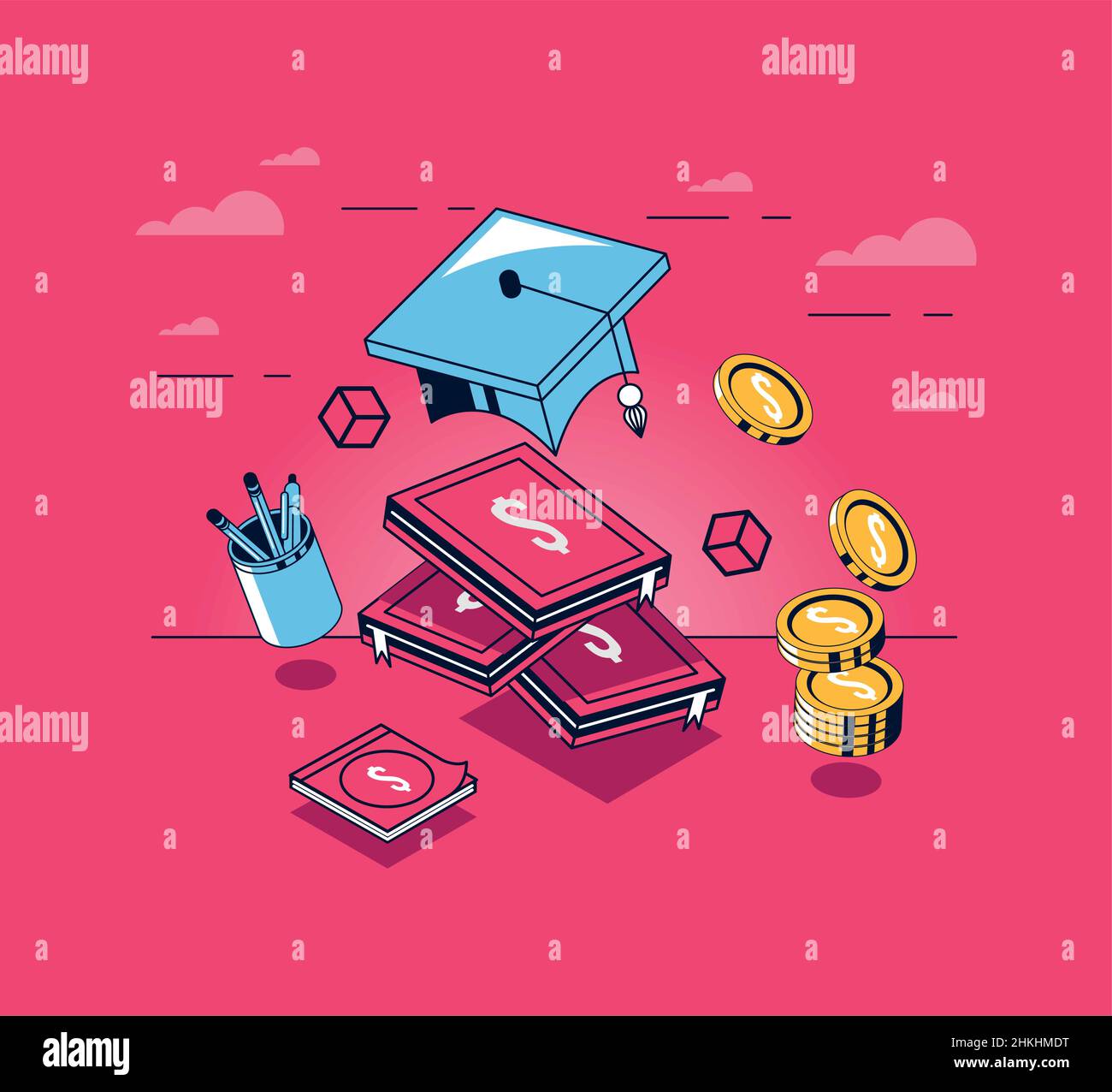 education loans and books Stock Vector