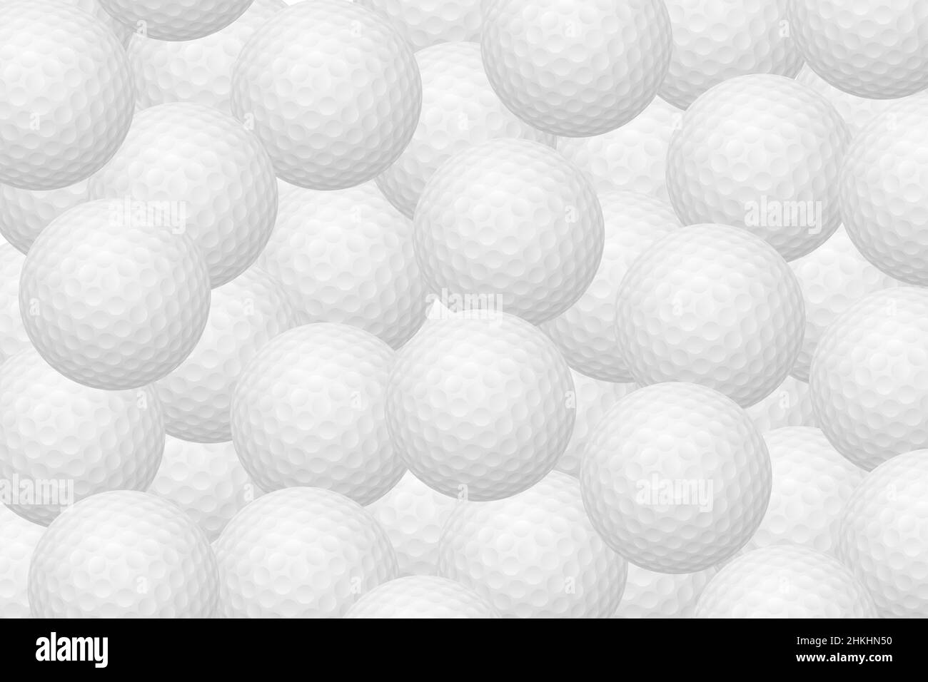 Golf balls pile group isolated on white. Golf balls multitude close up