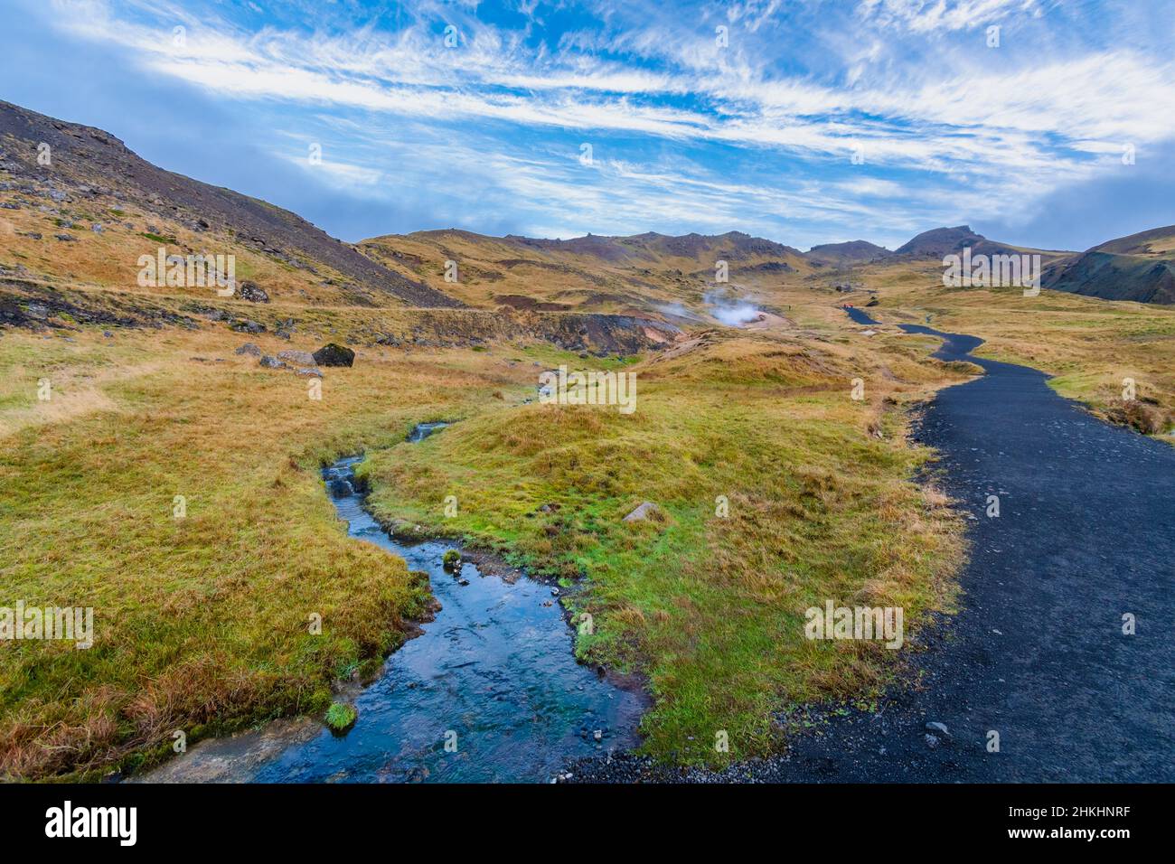 Hike to Reykjadalur Hot Spring Thermal River in Iceland Stock Photo - Alamy