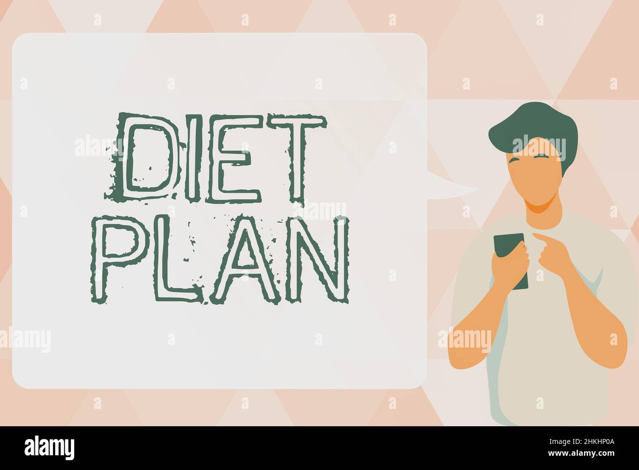 Sign displaying Diet Plan. Word Written on Use of specific intake of ...