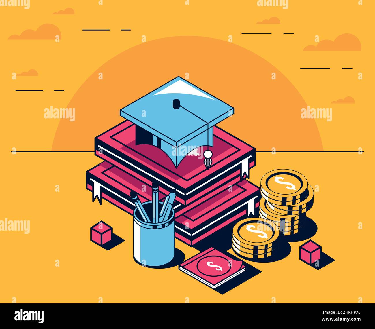 education loans with book Stock Vector