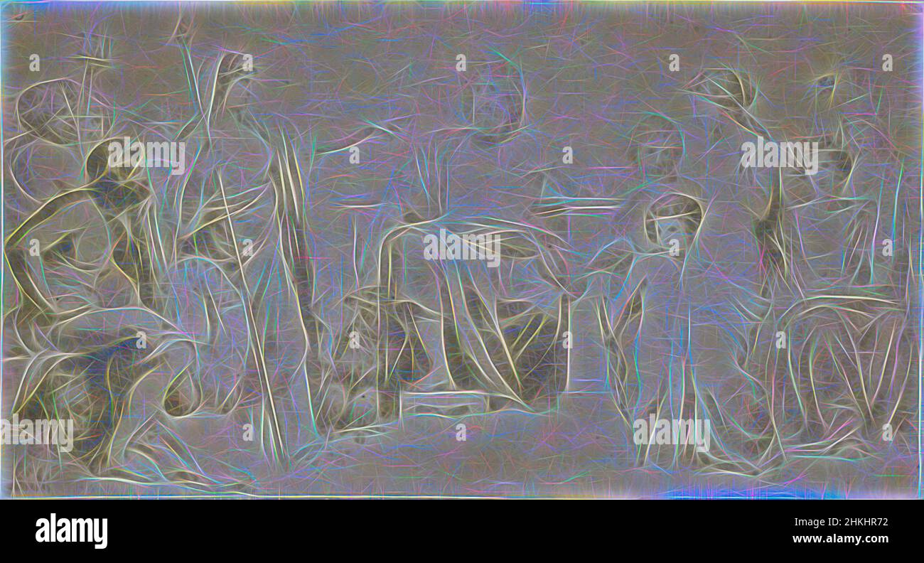 Inspired by , depicting a gathering of the Greek gods, scene from Virgil's Aeneid, after:, c. 1853 - in or before 1858, paper, albumen print, height 31 mm × width 60 mm, Reimagined by Artotop. Classic art reinvented with a modern twist. Design of warm cheerful glowing of brightness and light ray radiance. Photography inspired by surrealism and futurism, embracing dynamic energy of modern technology, movement, speed and revolutionize culture Stock Photo