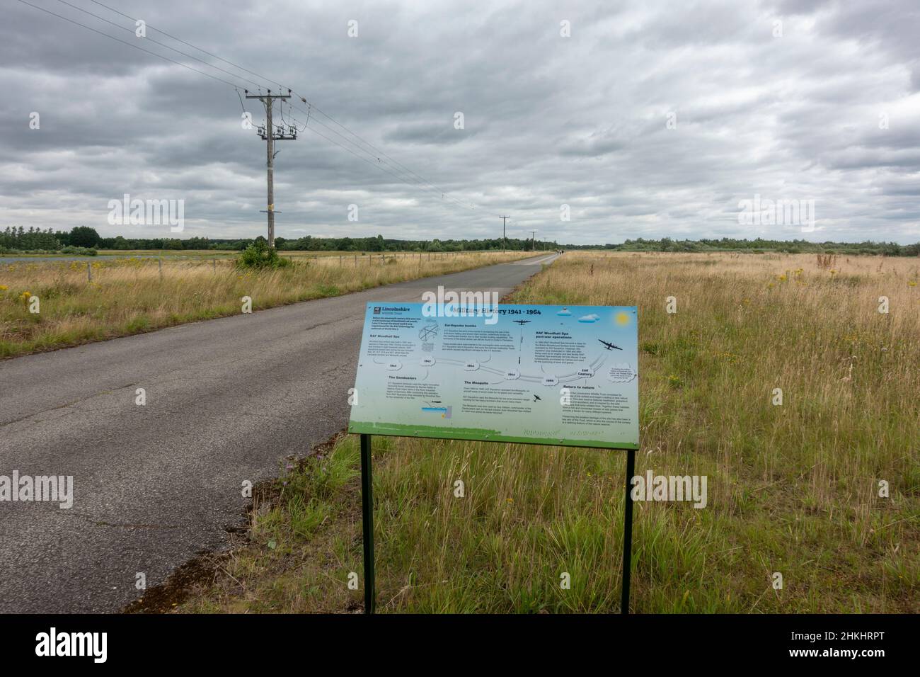 Plaque at entrance to Woodhall Spa airfield was used by 617 Squadron (The Dambusters) during World War II, Lincolnshire, England. Stock Photo