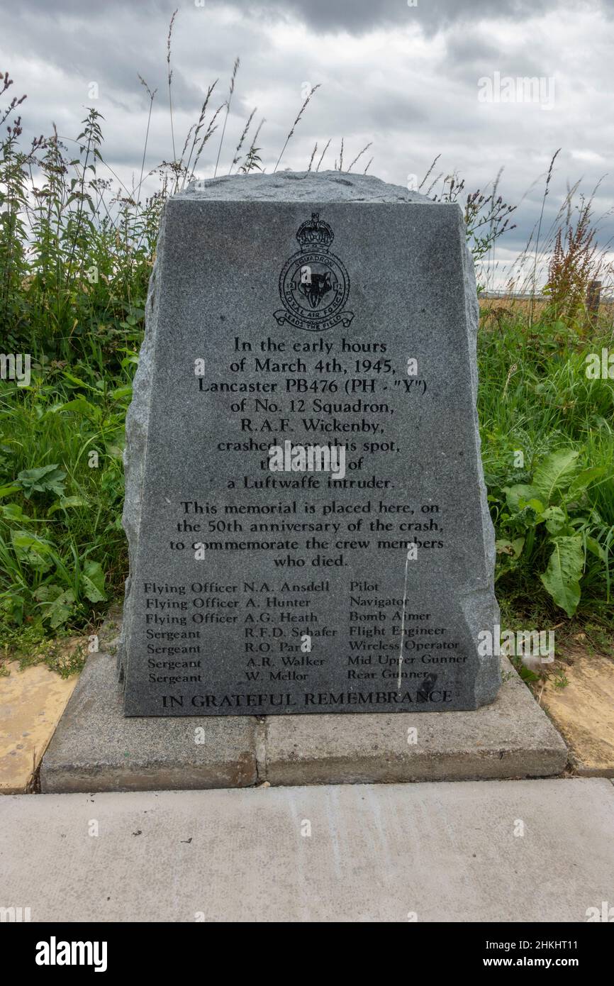 The RAF Wickenby Memorial, Wickenby Aerodrome, Langworth, Lincoln, UK. Stock Photo