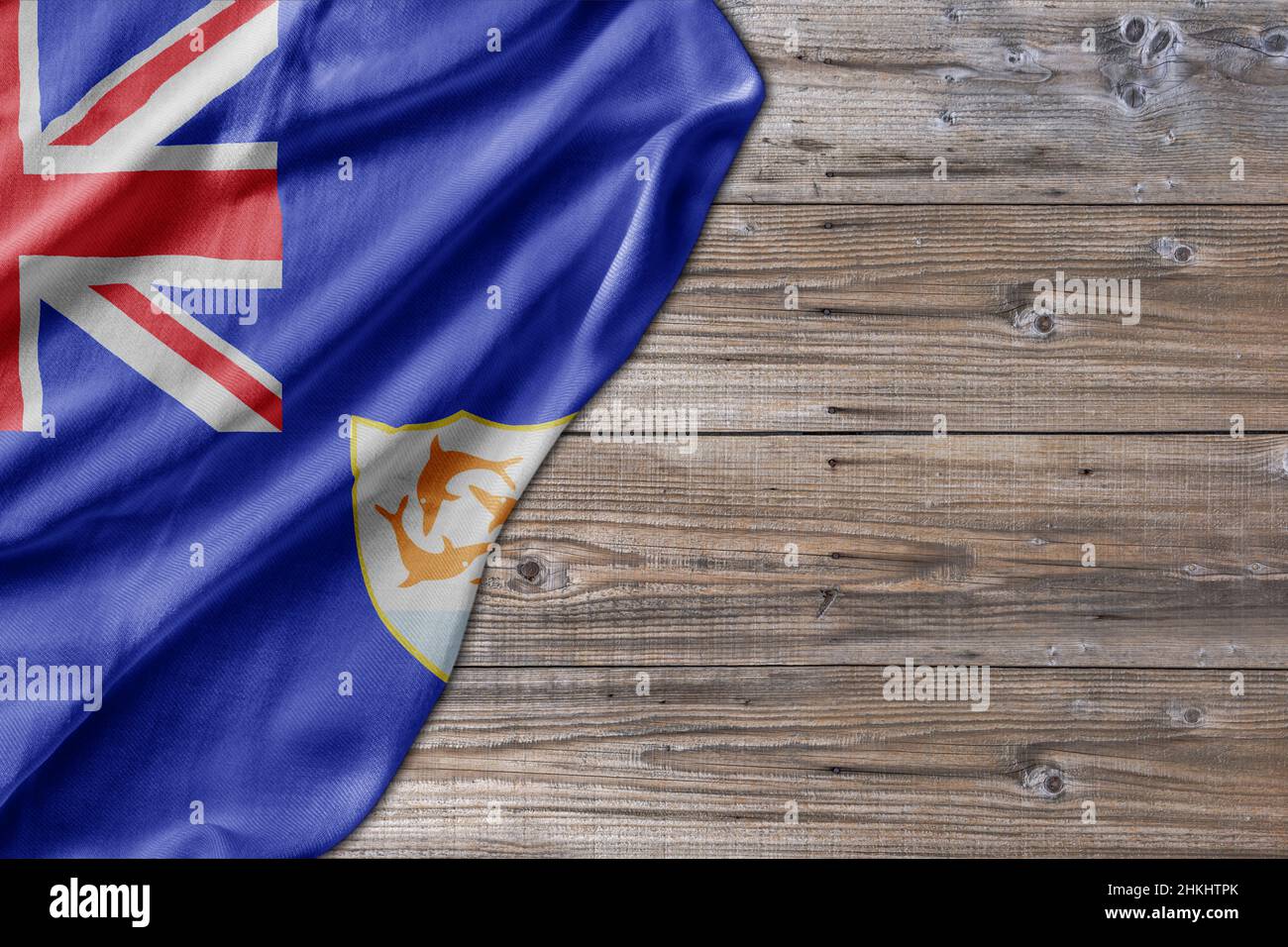 Wooden pattern old nature table board with Anguilla flag Stock Photo ...