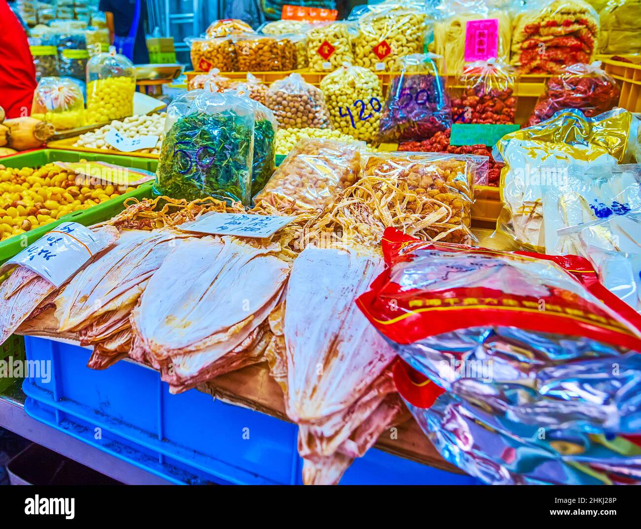 The showcase of the market stall in Chinatown offers variety of