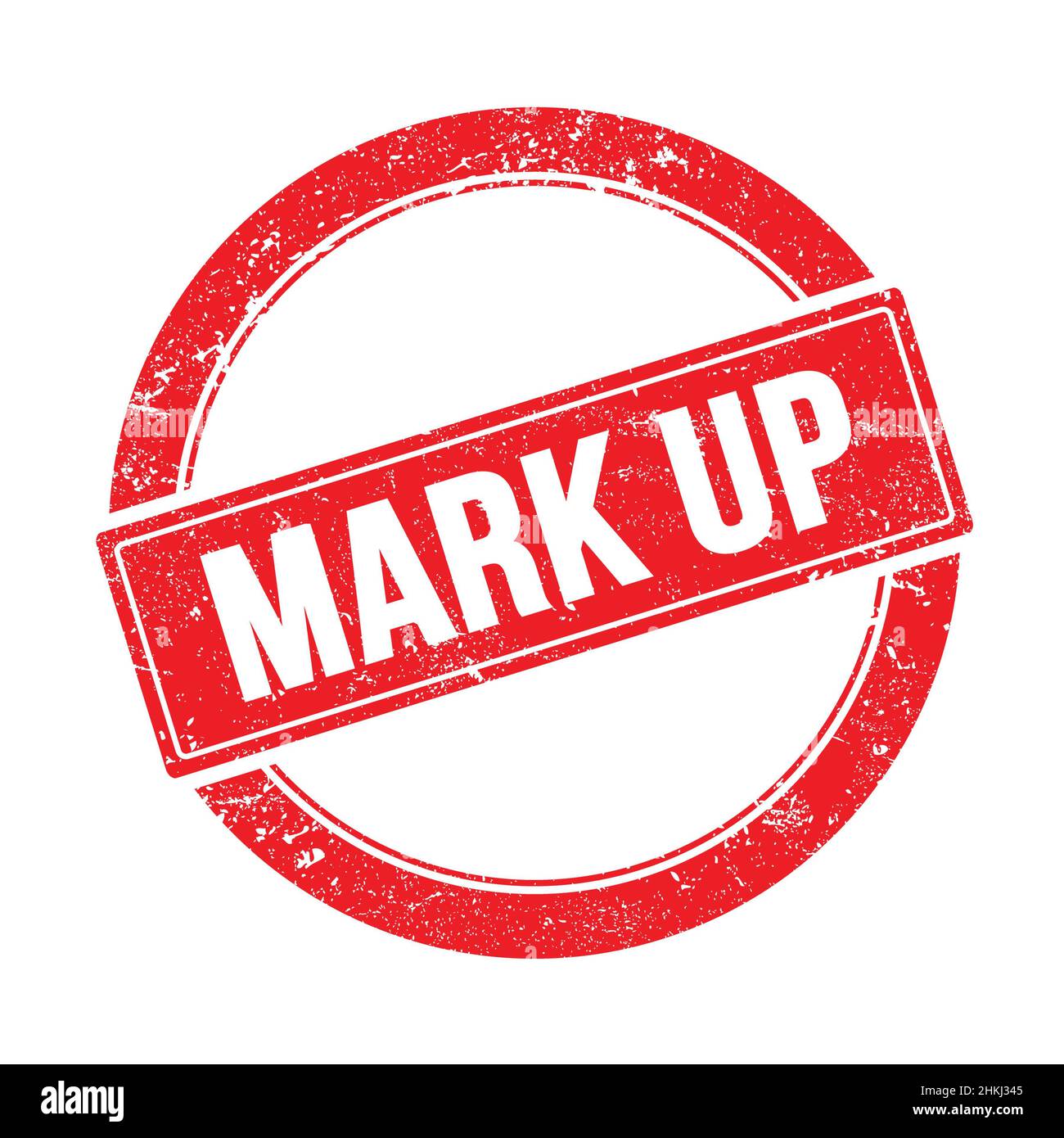 MARK UP text on red grungy round vintage stamp Stock Photo - Alamy