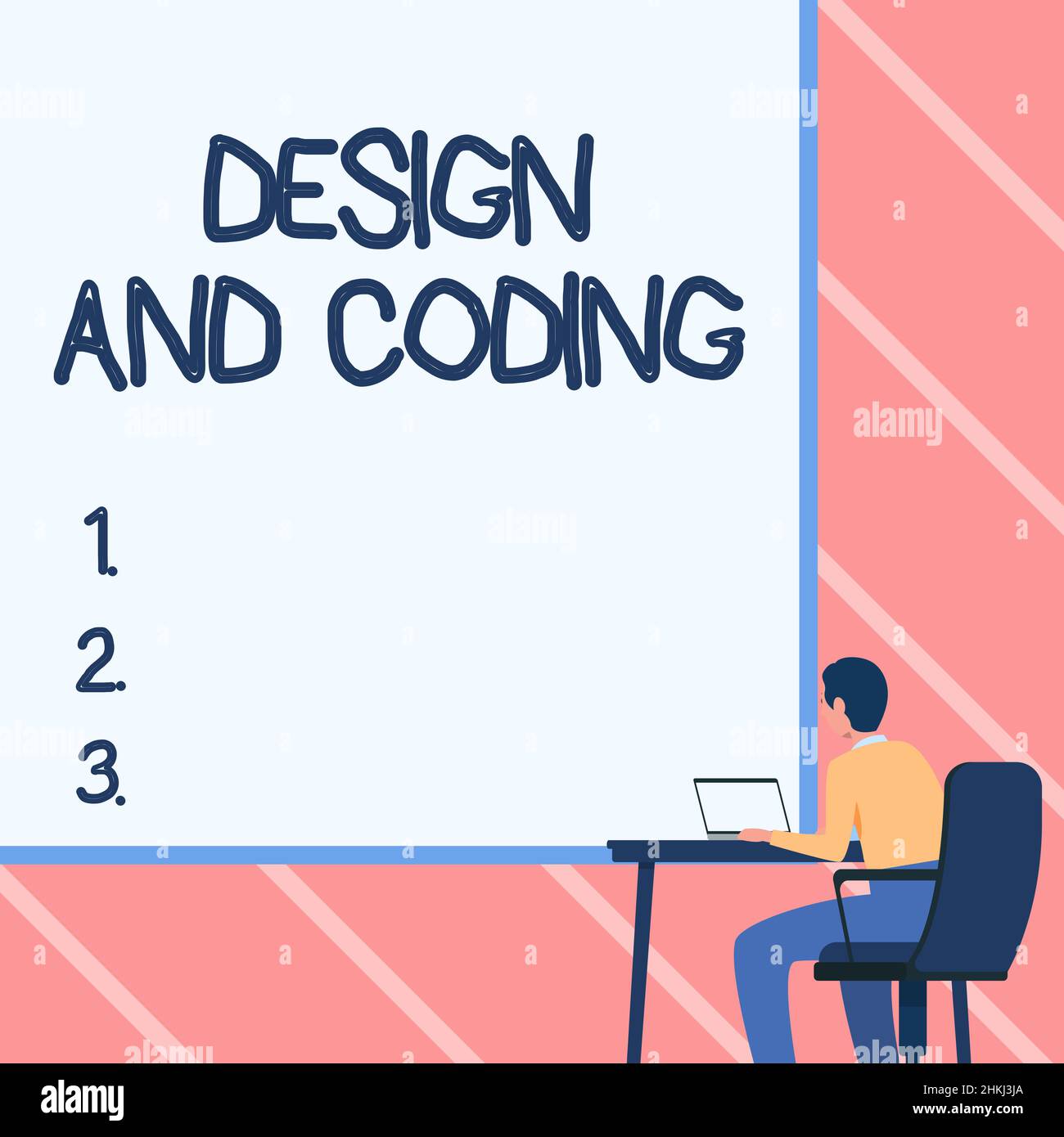 Hand writing sign Design And Coding. Business showcase tool that can be ...