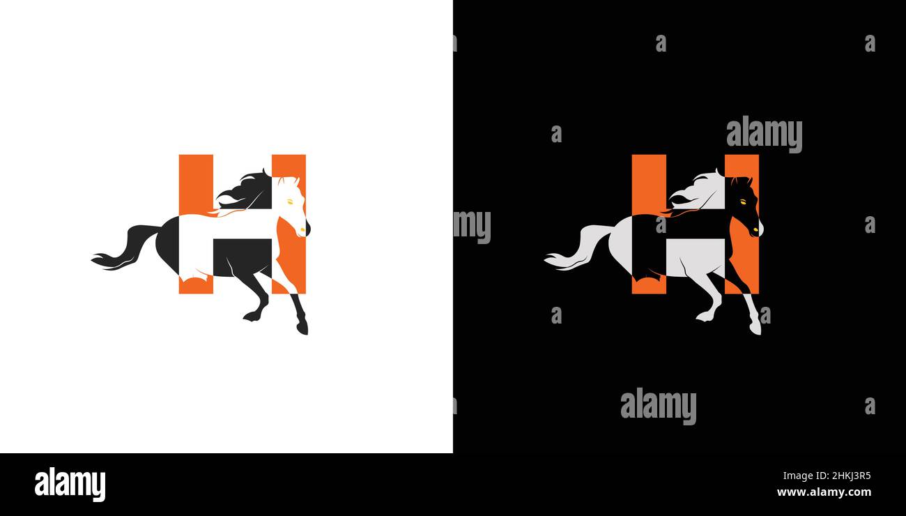 Simple and unique initial h horse logo design Stock Vector