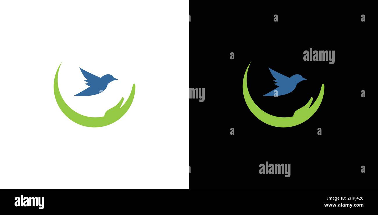 Simple and professional save rare birds logo design Stock Vector