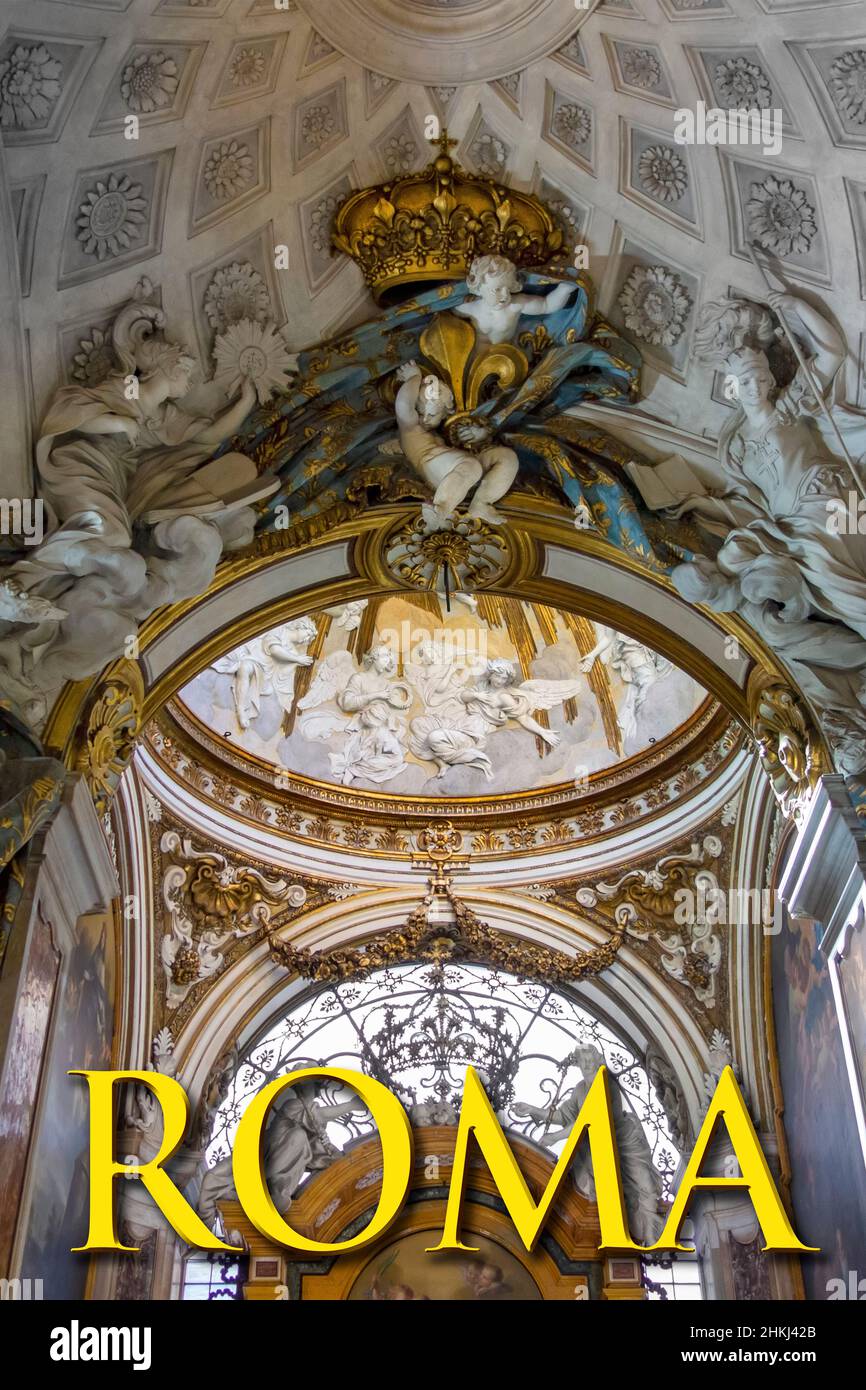 Altar and dome at San Luigi dei Francesi church in Rome, 2019. Stock Photo