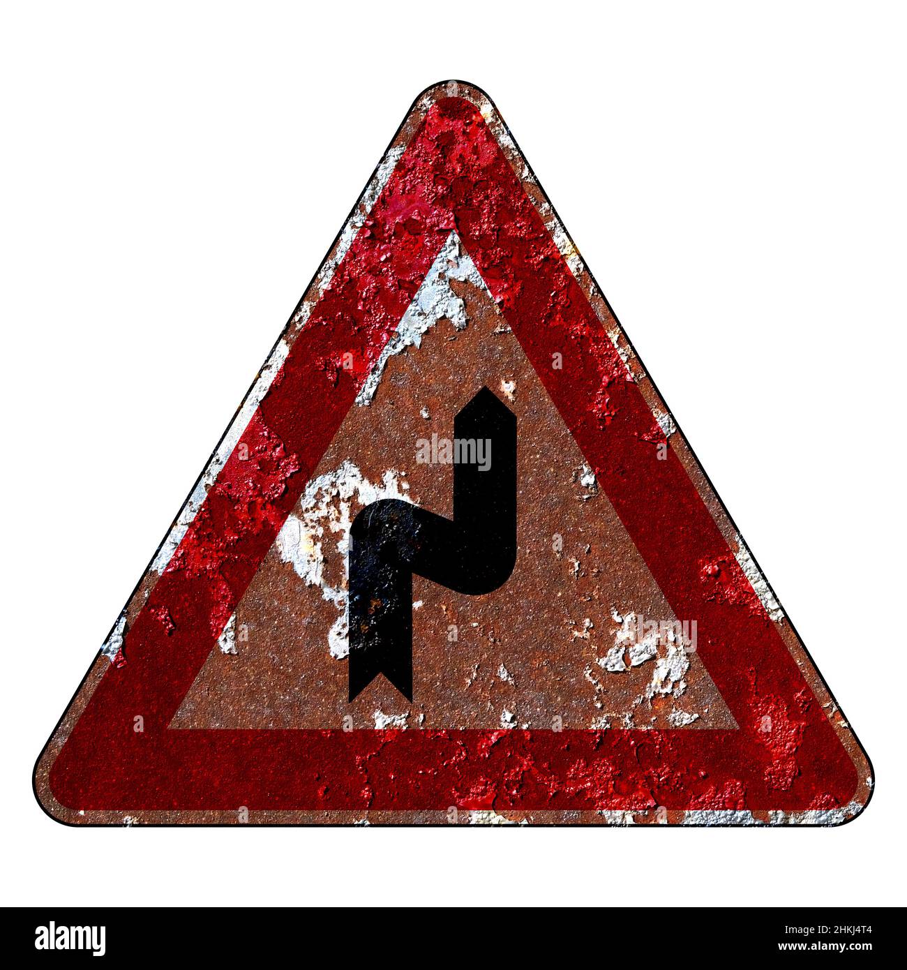 Double bend warning road sign Cut Out Stock Images & Pictures Alamy