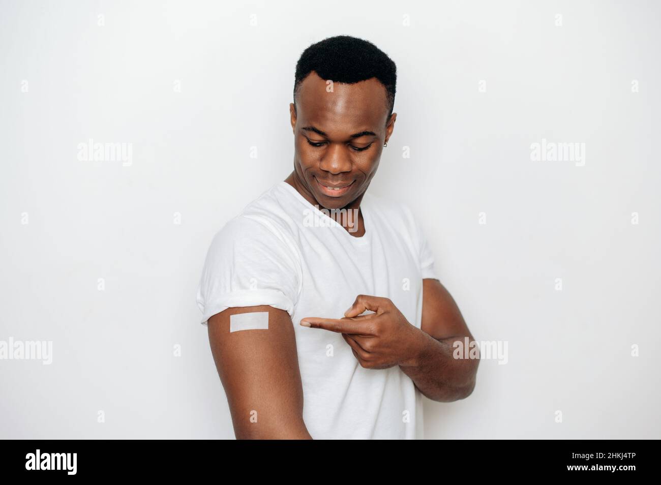 Health care, covid 19, flu. Healthy smiling young adult African
