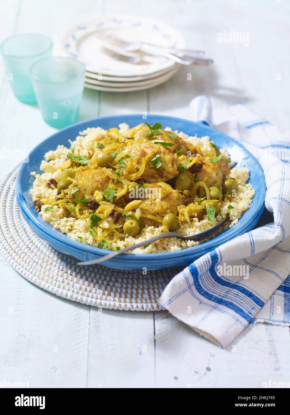 Moroccan spicy chicken tagine Stock Photo - Alamy