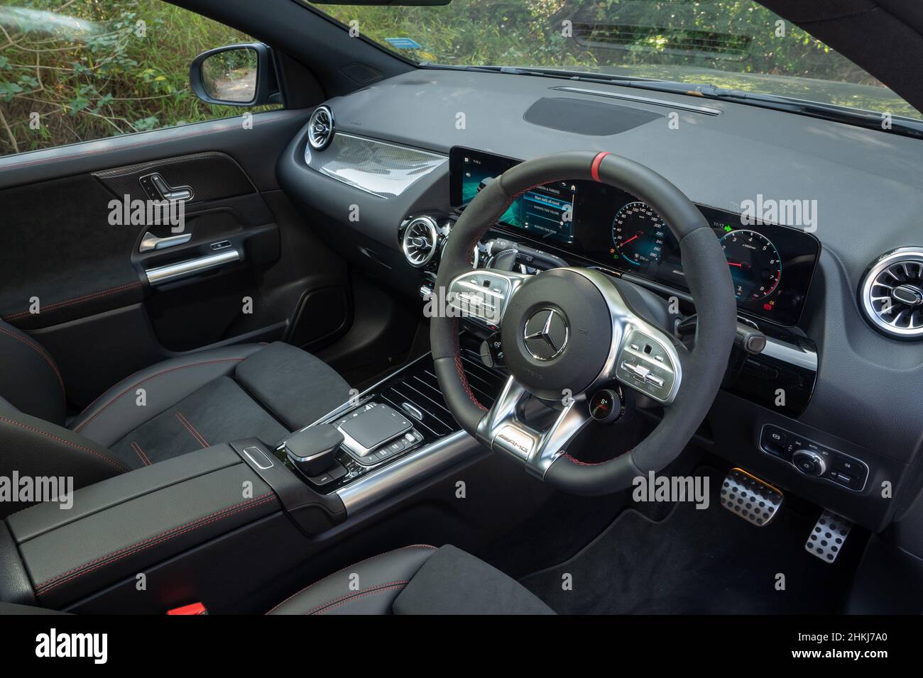 Hong Kong, China Jan 6, 2022 : Mercedes-AMG GLA35 2022 Interior Jan 6 2021 in Hong Kong. Stock Photo