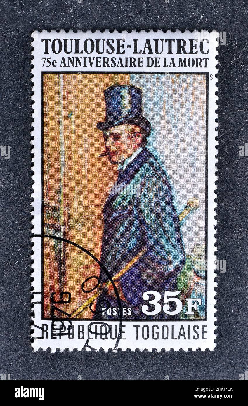 Cancelled postage stamp printed by Togo, that shows Painting