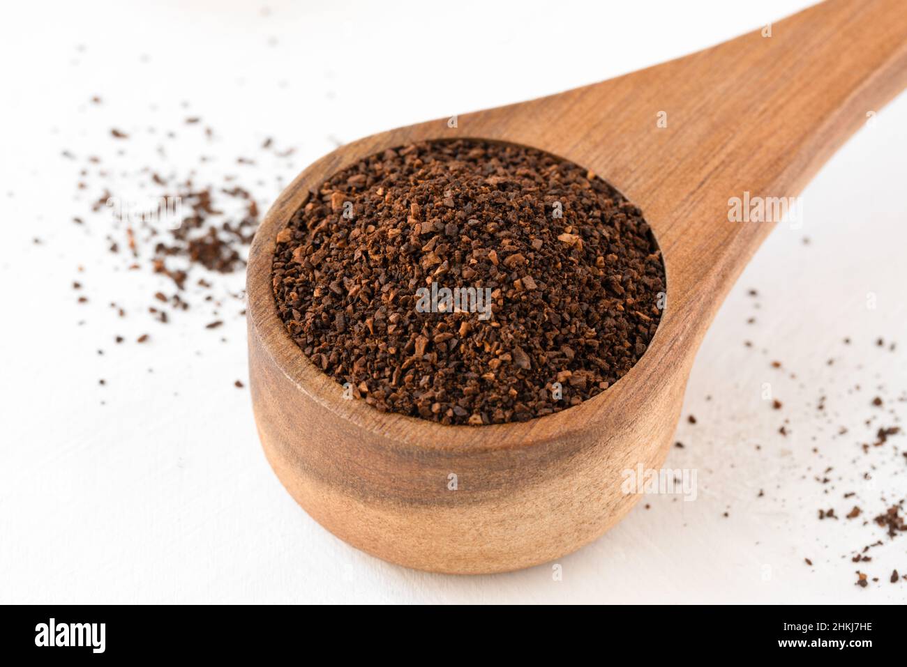 Ground Coffee in a Wood Scoop Stock Photo