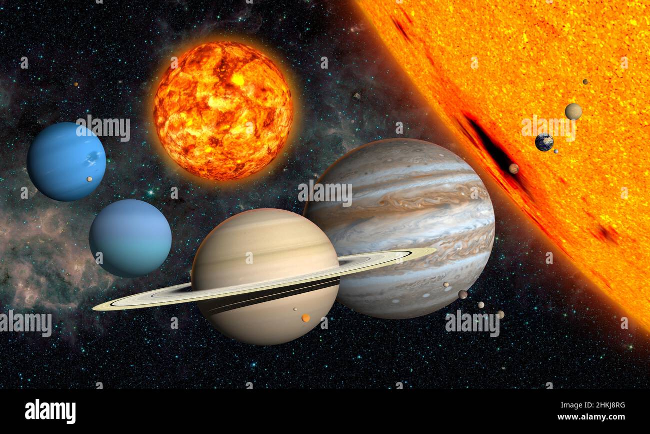 Brown dwarf compared to planets, illustration Stock Photo - Alamy