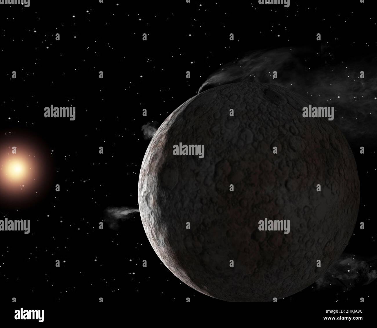 Plumes of gas being emitted by Ceres, illustration Stock Photo Alamy