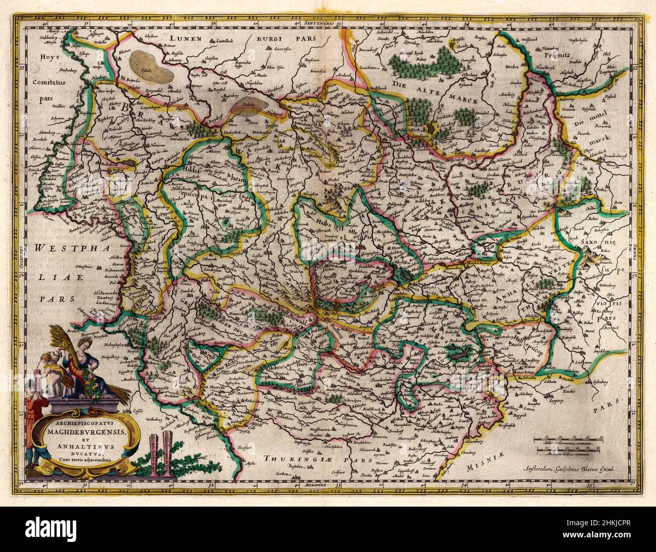 Map of Magdeburg and Anhalt, Germany, 17th century Stock Photo - Alamy